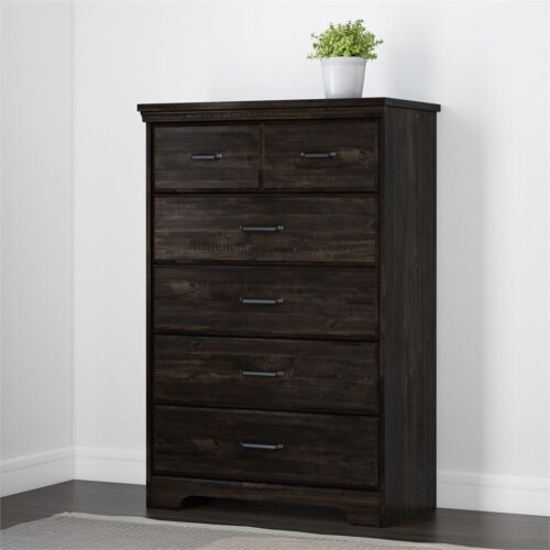 Bowery Hill Traditional 5-Drawer Wood Bedroom Chest in Rubbed Black Perspective: back