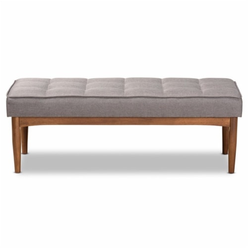 Bowery Hill Grey and Walnut Brown Finished Wood Dining Bench Perspective: back
