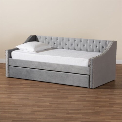 Gray upholstered daybed with store trundle big lots