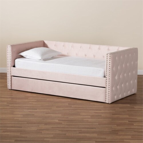 Pink velvet best sale daybed with trundle