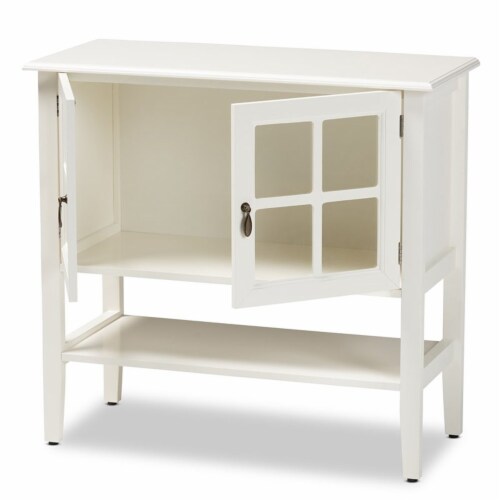 Bowery Hill Traditional White Finished Wood and Glass 2-Door Kitchen Cabinet Perspective: back