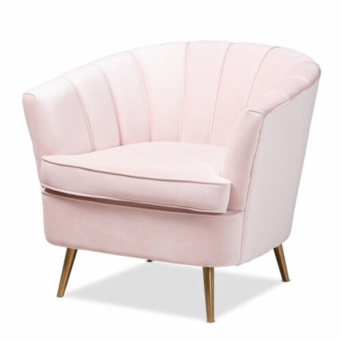 Bowery Hill Contemporary Light Pink Velvet Accent Chair 1 Pay
