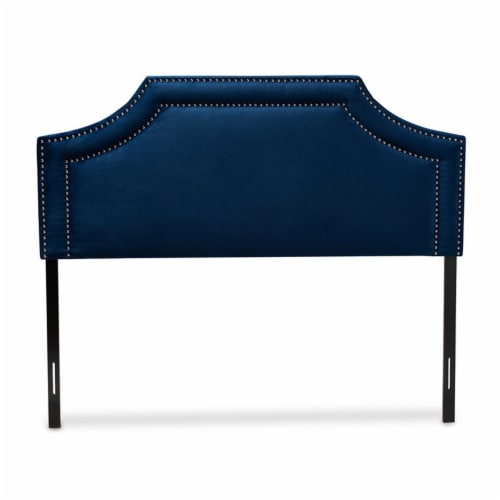 Bowery Hill Modern Velvet and Wood King Headboard in Navy Blue Perspective: back
