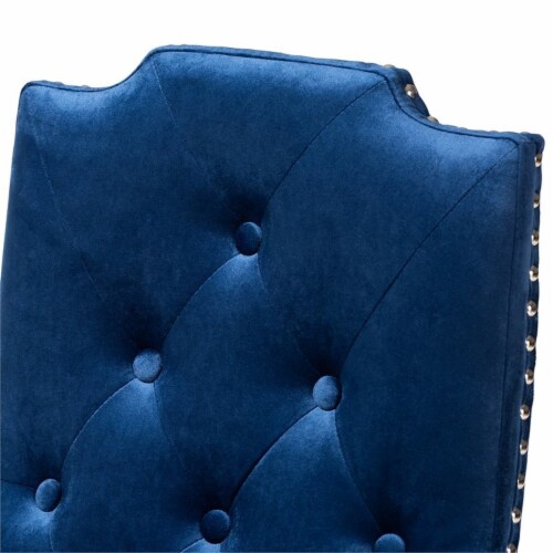 Bowery Hill 20 H Button Tufted Wood Dining Chairs in Navy Blue (Set of 2) Perspective: back
