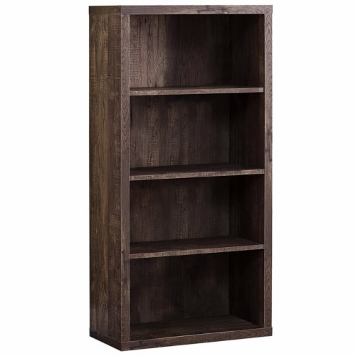 Home Square 4 Adjustable Shelves Wood Bookcase Set in Brown (Set of 2) Perspective: back