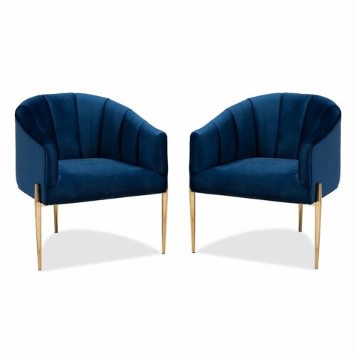 Navy blue accent chair with gold legs deals