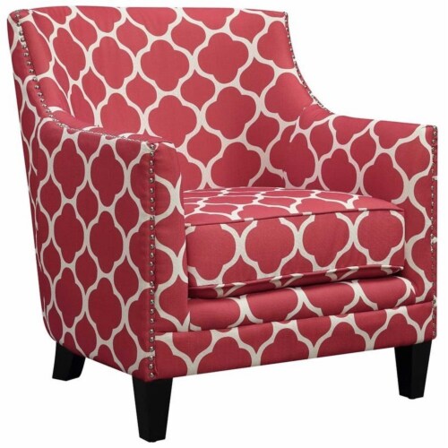 Home Square 2 Piece Clover Print Fabric Accent Arm Chair Set in Red Perspective: back