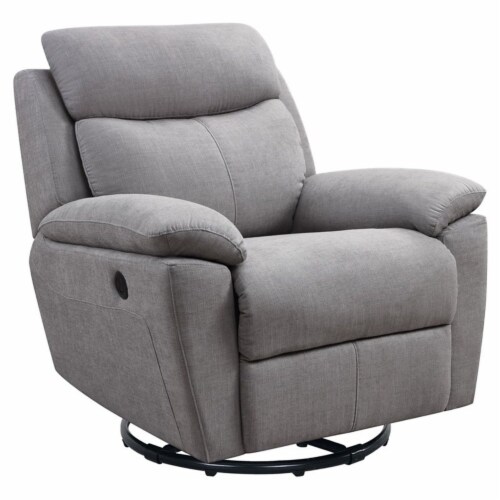 Home Square 2 Piece Glider and Swivel Power Recliner Set in Light Gray Perspective: back