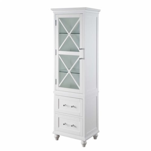 Home Square 2 Drawer Linen Tower Cabinet Set in White (Set of 2) Perspective: back