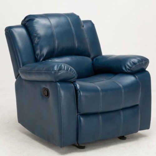Home Square 2 Piece Faux Leather Recliner Set in Navy Blue 1