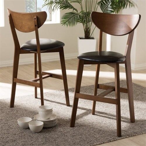 Bowery Hill 25  Counter Stool in Black and Brown (Set of 2) Perspective: back