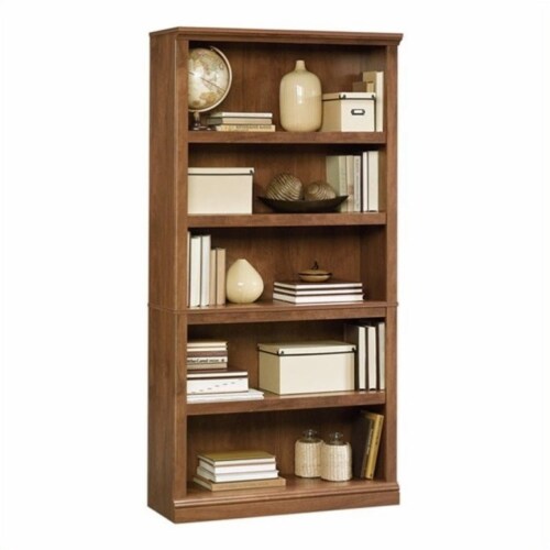 Home Square 2 Piece Wood Bookcase Set with 5 Shelf in Oiled Oak Perspective: back