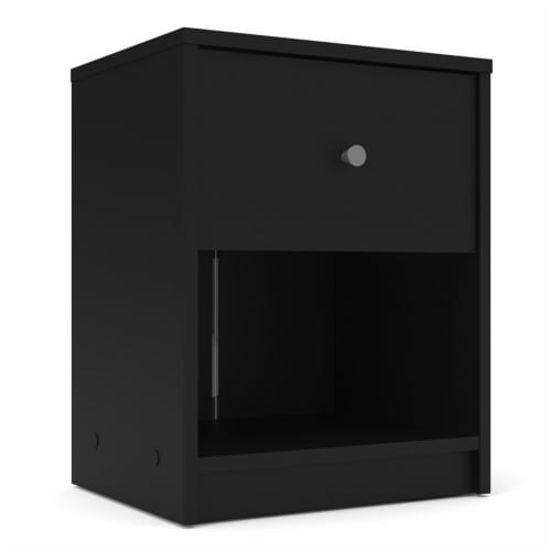 Home Square 2 Piece Bedroom Set with 2 One Drawer Nightstands in Black Perspective: back