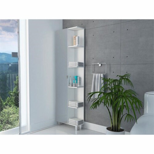 Bowery Hill Linen Mirror Cabinet in White Perspective: back