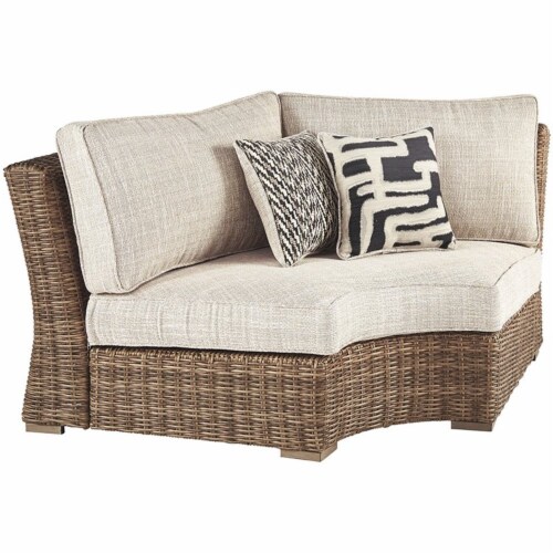 Beachcroft Outdoor Corner Chair with Cushion - White/Beige Beachcroft Outdoor Corner Chair with Cushion - White/Beige