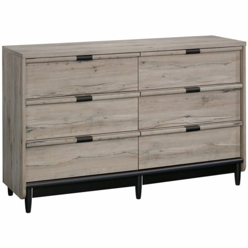 Pemberly Row 6 Drawer Wooden Double Dresser in Split Oak 1 Kroger