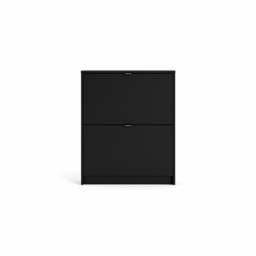 Pemberly Row 2 Drawer Shoe Cabinet in Black Matte Perspective: back