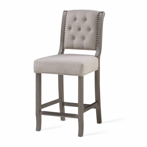 Home Square 3 Piece Upholstered Solid Wood Stationary Counter Stool Set in Gray Perspective: back