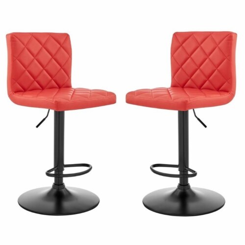 Red leather swivel store bar stools