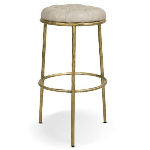 Aerin  3 Piece Set Hammered Brass Backless Bar Stool Perspective: back