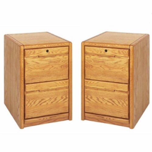 Home Square 2 Piece Wood Filing Cabinet Set with 2 Drawer in Oak 1 Pick n Save
