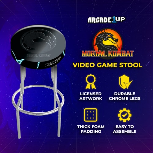 Arcade1Up Midway Mortal Kombat Adjustable Video Game Stool with Leg Extenders 1 Piece Foods Co