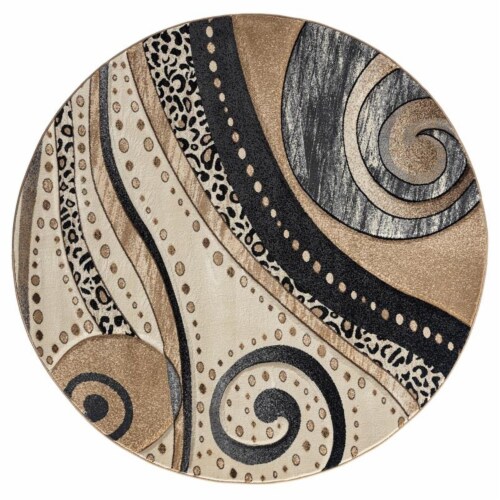 MDA Home Rhodes Brown/Gray Contemporary Polypropylene Area Rug - 5'2  x 5'2 Perspective: back
