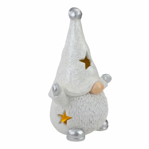 Northlight 17  LED Lighted White and Gray Gnome Christmas Tabletop Decoration Perspective: back