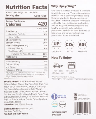 Unlimeat Plant-Based Korean BBQ Bulgogi Perspective: back