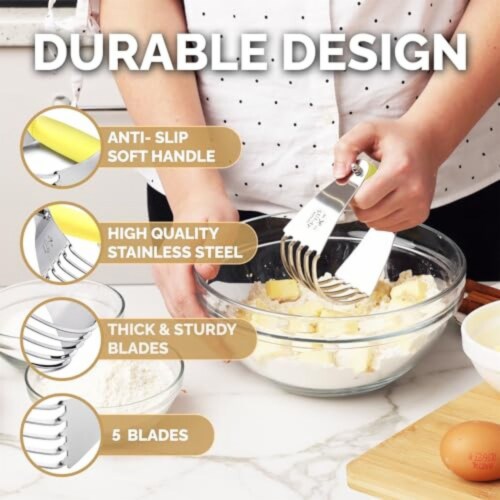 Zulay Kitchen Dough Blender and Pastry Cutter - Yellow Perspective: back