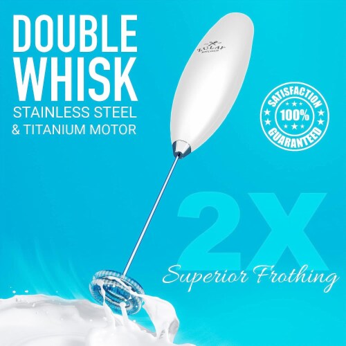 Zulay Double Whisk Milk Frother Handheld - Blizzard White Perspective: back