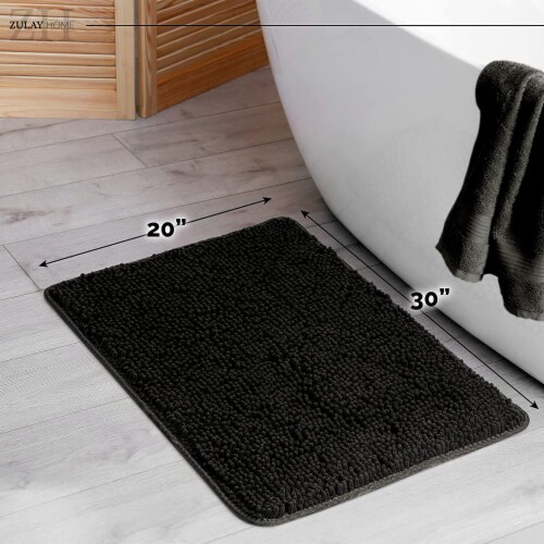 Zulay Kitchen Soft Shaggy Bathroom Rug - 20 x 30 - Black Perspective: back