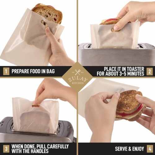 Zulay Kitchen 6 Pack Reusable Toaster Bags For Grilled Cheese Sandwiches Perspective: back