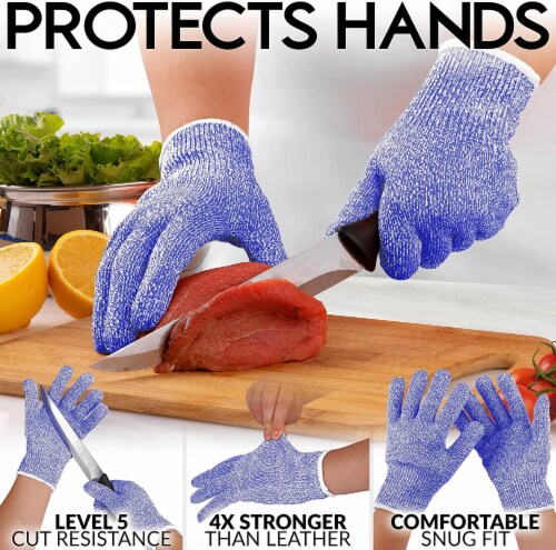 Zulay Kitchen Cut Resistant Gloves Food Grade Level 5 Protection - Drak Blue Perspective: back