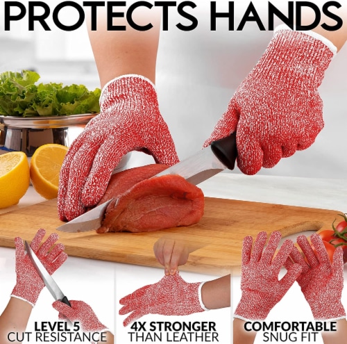 Zulay Kitchen Flexible Cotton Lined with Heat Resistant Silicone Oven Mitts - Red