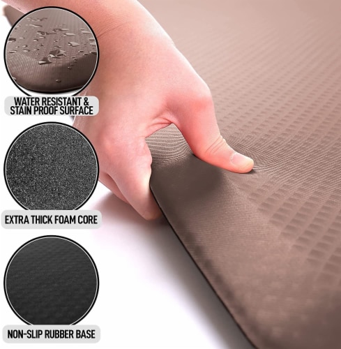Zulay Home Anti Fatigue Mat - Thick Cushioned Non Slip Foam, 32x20 Brown Perspective: back