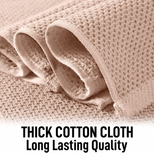 Zulay Kitchen Waffle Weave Towels - 6 Pack 12 X 12 Inch - (Light Beige) Perspective: back