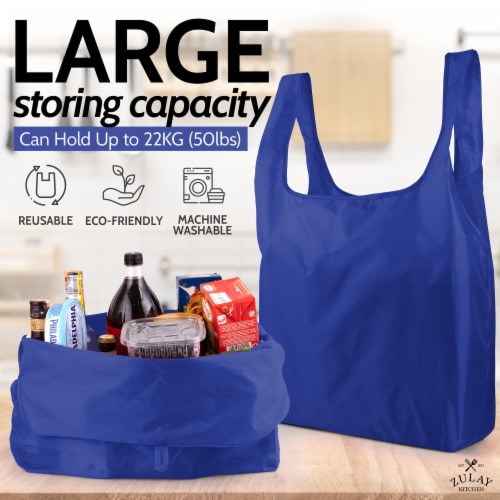 Zulay Kitchen Reusable Grocery Bags - 5 Pack (Black Green Gray Red Teal) Perspective: back