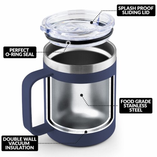 Zulay 12 oz Insulated Coffee Mug with Lid - Navy Perspective: back