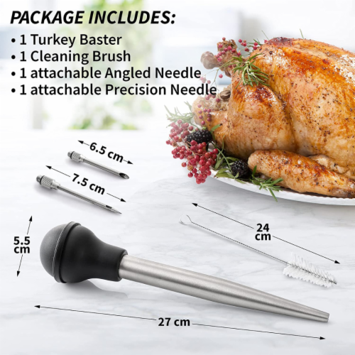 Zulay Kitchen Stainless Steel Turkey Baster for Cooking, 4 Ralphs
