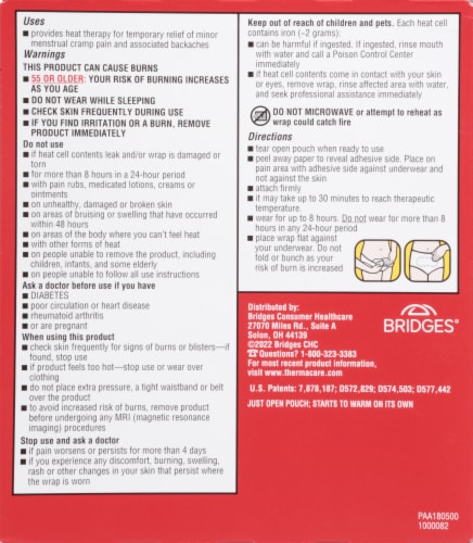 ThermaCare Menstrual Pain Relief Heat Wraps Perspective: back