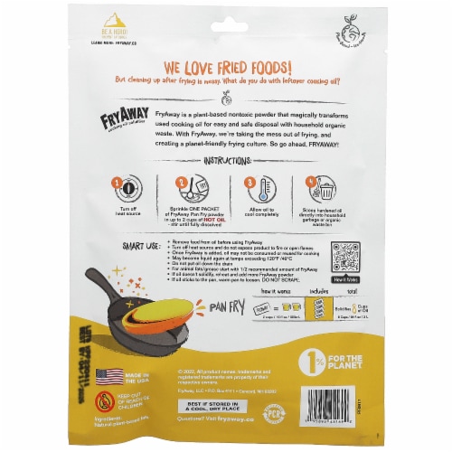 FryAway Pan Fry Waste Cooking Oil Solidifier Powder, Plant-Based Cooking Oil Disposal, 4 ct Perspective: back
