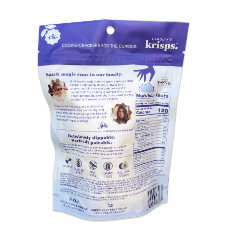 Carolyn's Krisps® Cheddar Cheeze Snacks Perspective: back