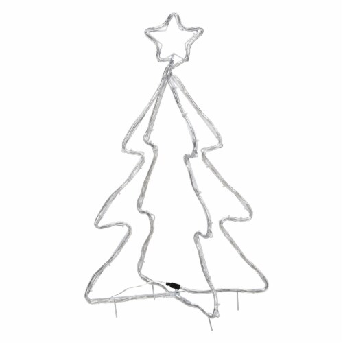 30  Holiday Pre-Lit Tree LED Rope Light Outdoor Yard Christmas Decoration, White Perspective: back