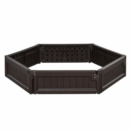 4' x 2' Raised Garden Bed, Plastic Open Planter Box, Veggie Cultivation, Brown Perspective: back