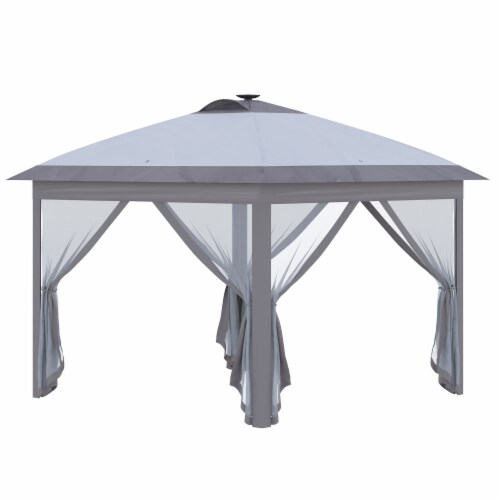 11 x11 Pop Up Gazebo Canopy Tent with Solar LED Light Zippered