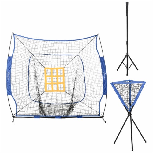 Outdoor Batting Practice Set w/ 120 Ball Collector & Beginner Tee Stand, Blue Perspective: back