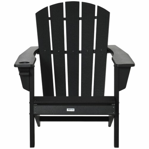 Outside Patio & Backyard Lounge Adirondack Chair w/ Ergonomic Design, Black Perspective: back