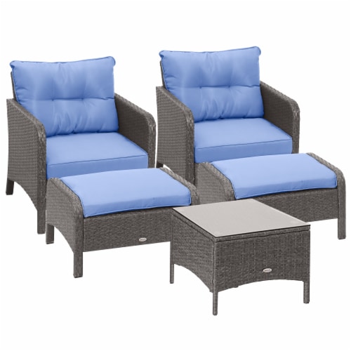 5 PC Outdoor Patio Conversation Chaise Lounge Chair w/ Coffee Table