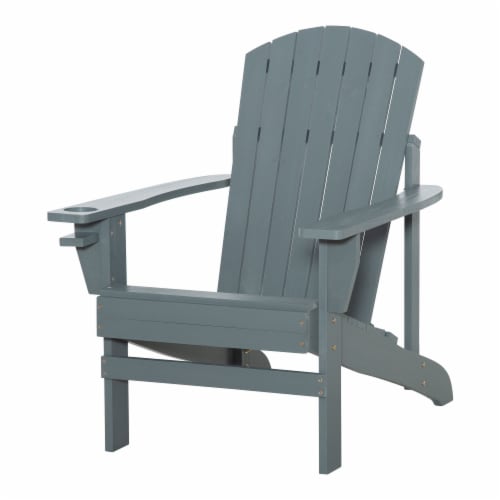 Fir Wood Adirondack Chair, Wooden Outdoor & Patio Seating for Fire Pit, Dark Grey Perspective: back